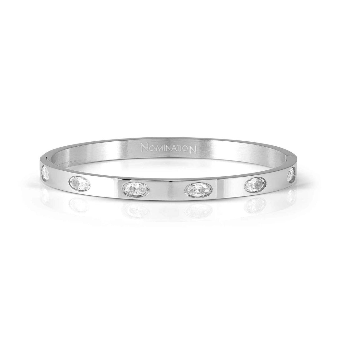 Nomination - Pretty Bangles Stainless Steel Oval CZ Bangle - Silver