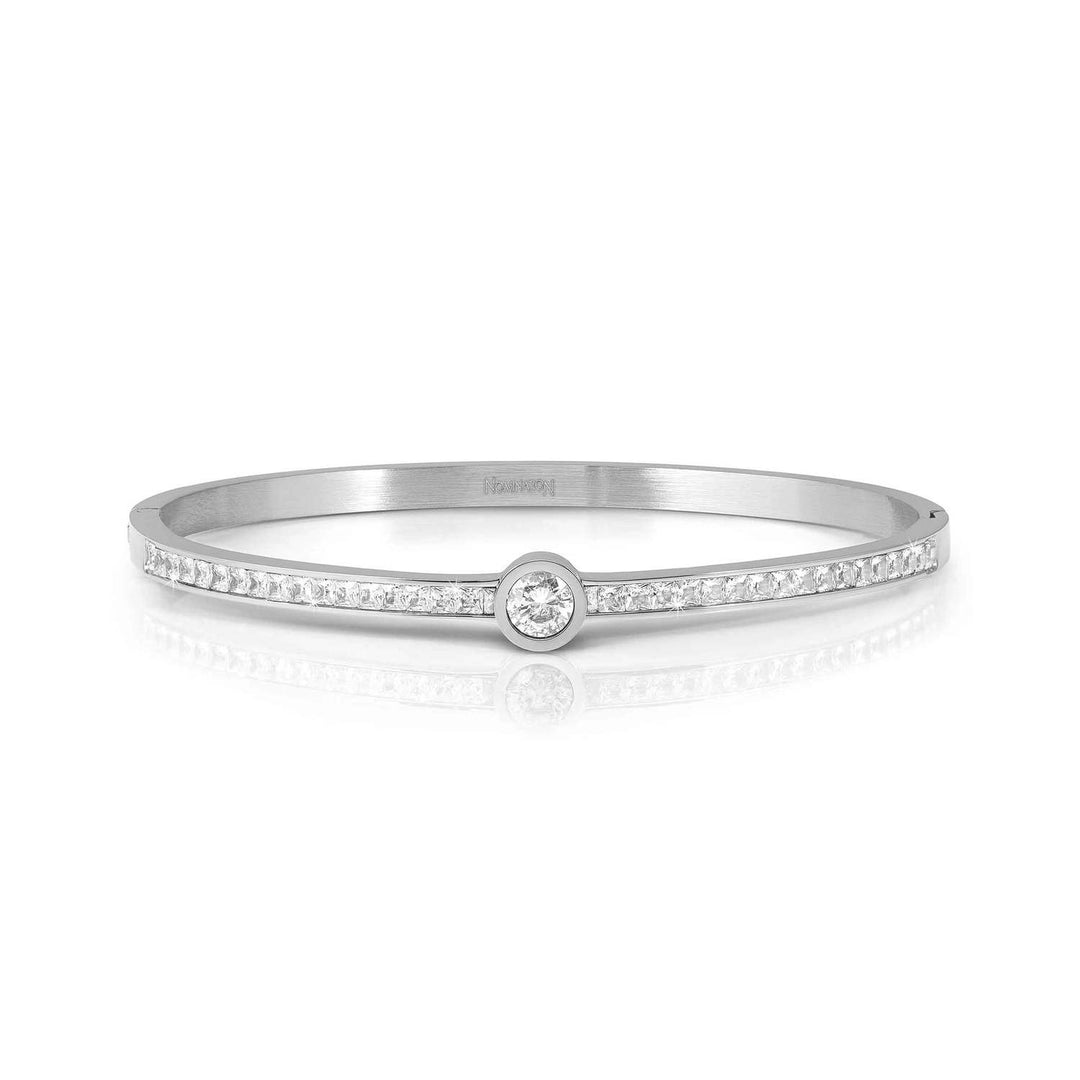 Nomination - Pretty Bangles Stainless Steel Central CZ Pave Bangle - Silver