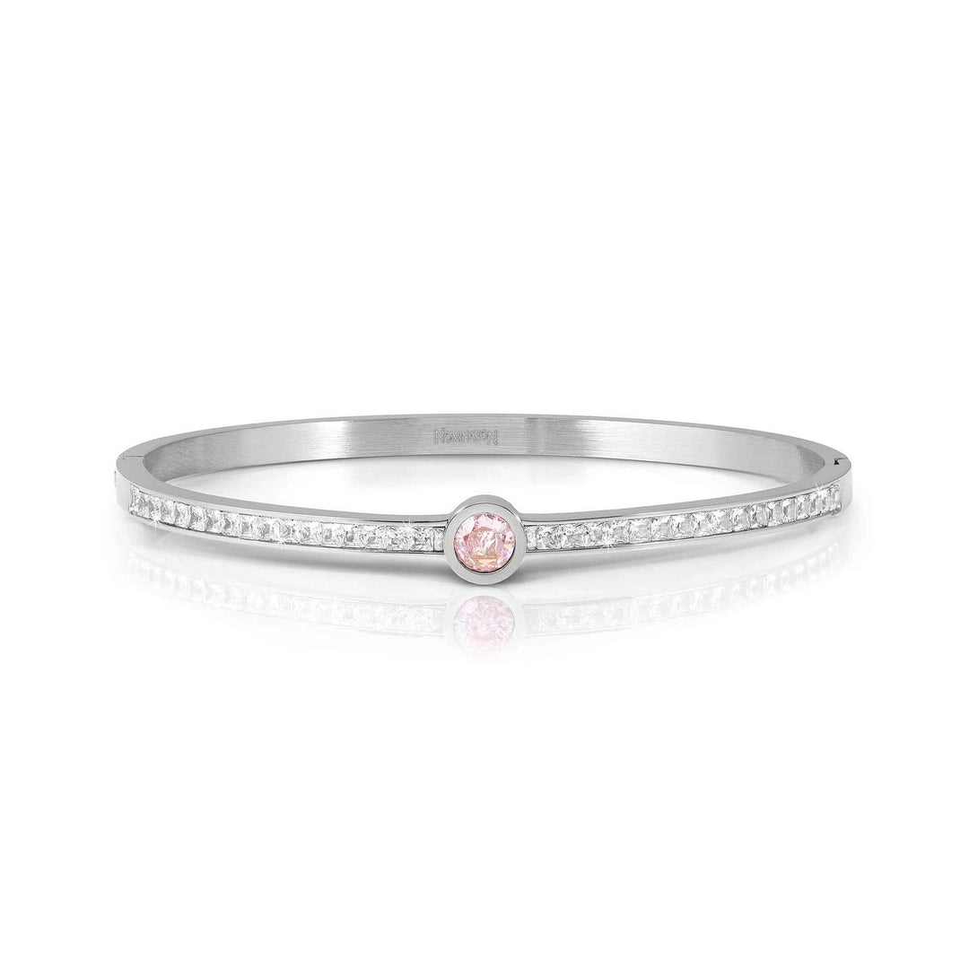 Nomination - Pretty Bangles Stainless Steel Pink Central CZ Pave Bangle - Silver