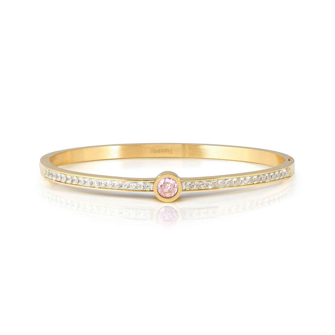 Nomination - Pretty Bangles Stainless Steel Gold Plated Pink Central CZ Pave Bangle - Gold
