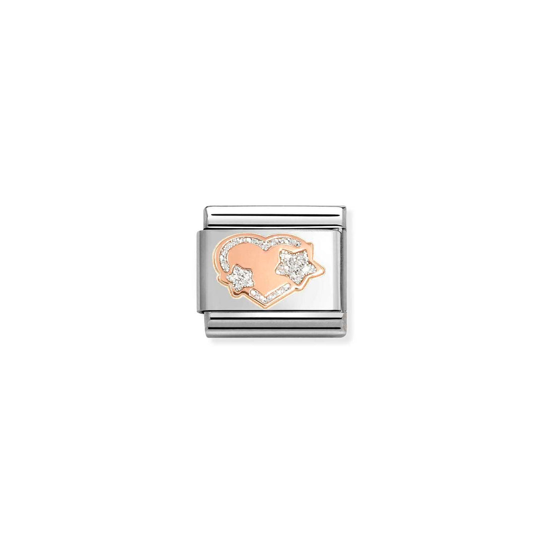 Nomination - Composable Glitter Star Heart Charm - Rose Gold