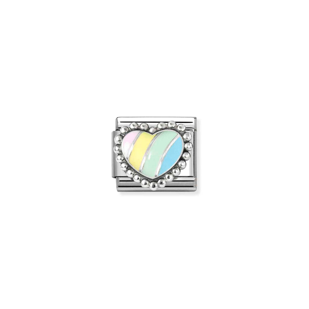 Nomination - Composable Beaded Pastel Stripe Heart Charm