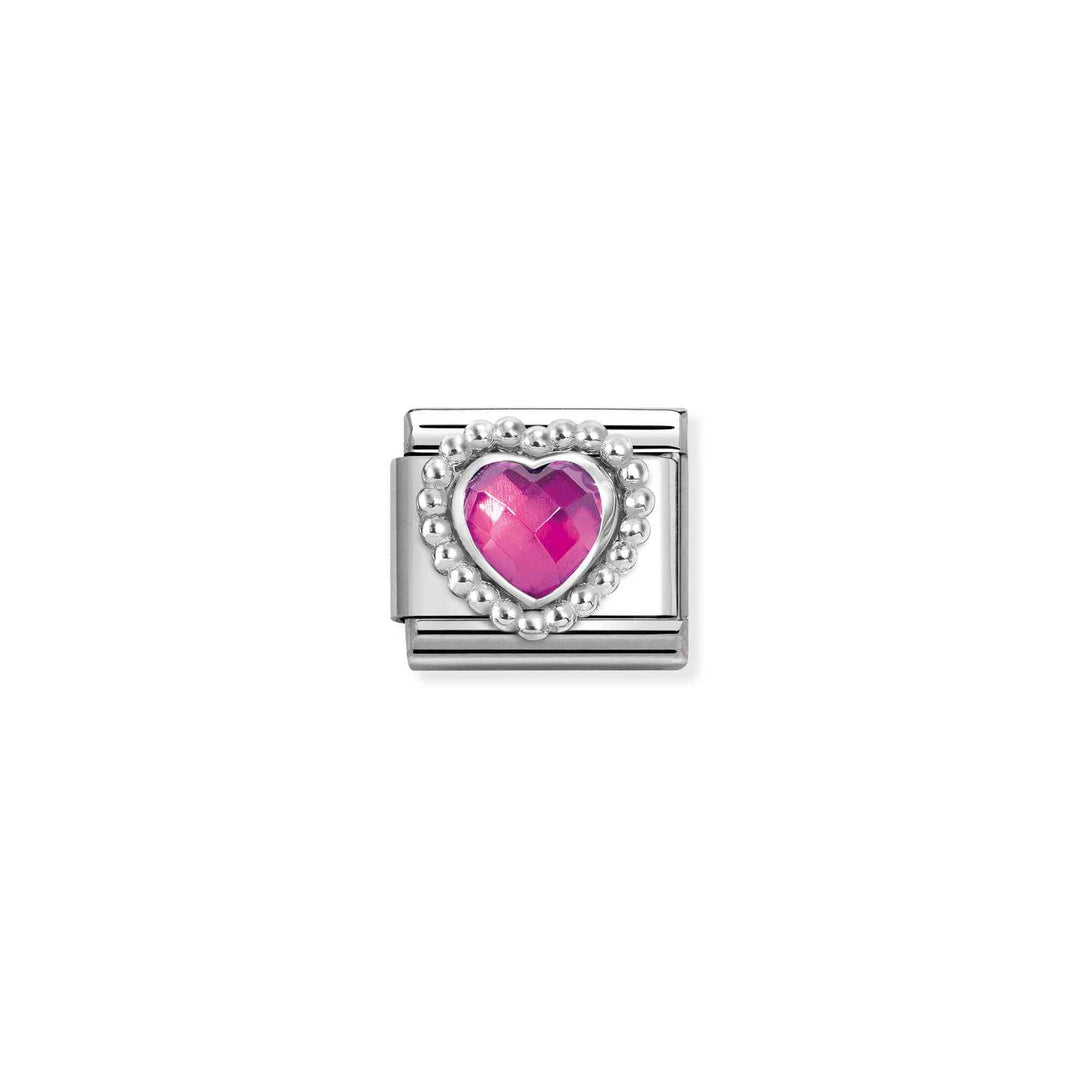 Nomination - Composable Fucsia Heart Charm - Silver