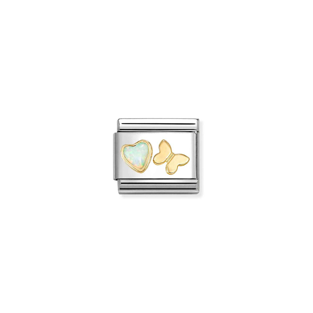 Nomination - Composable White Opal Heart and Butterfly Charm