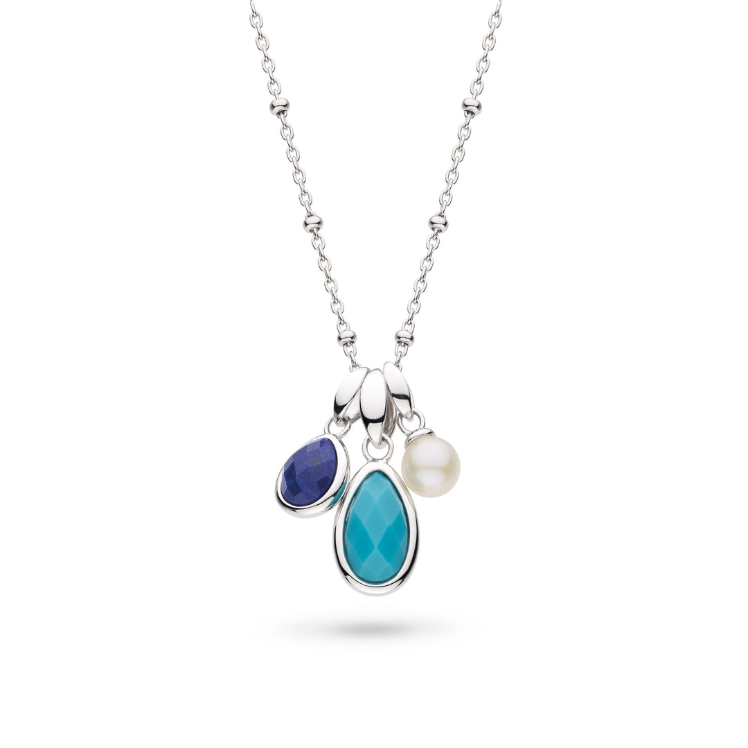 Kit Heath - Coast Pebble Azure Gemstone Trio Pendant Necklace - Silver