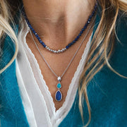 Kit Heath - Coast Pebble Azure Gemstone Trio Droplet Necklace - Silver