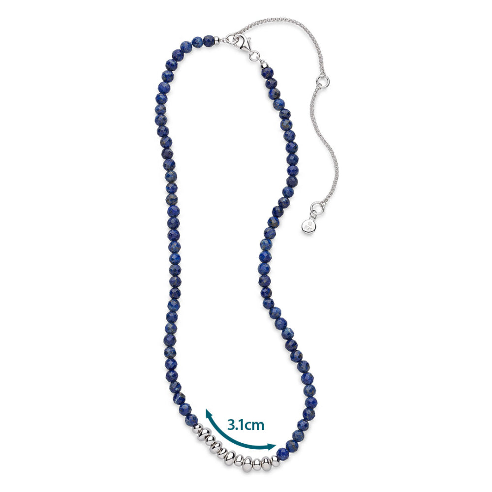 Kit Heath - Coast Tumble Azure Lapis Lazuli Gemstone Beaded Necklace - Silver