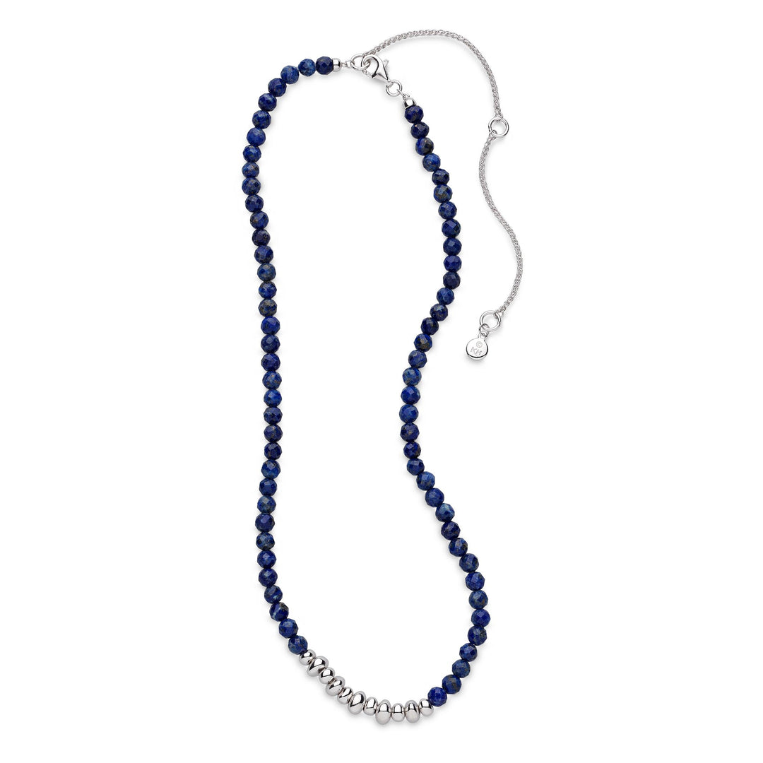 Kit Heath - Coast Tumble Azure Lapis Lazuli Gemstone Beaded Necklace - Silver