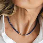 Kit Heath - Coast Tumble Azure Lapis Lazuli Gemstone Beaded Necklace - Silver