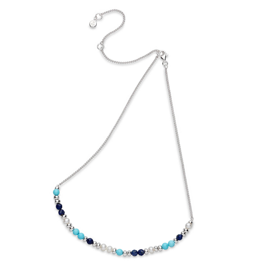 Kit Heath - Coast Tumble Azure Multi Gemstone Beaded Necklace - Silver