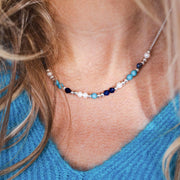 Kit Heath - Coast Tumble Azure Multi Gemstone Beaded Necklace - Silver