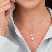 Kit Heath - Coast Pebble Glisten Pavé & Pearl Necklace - Silver