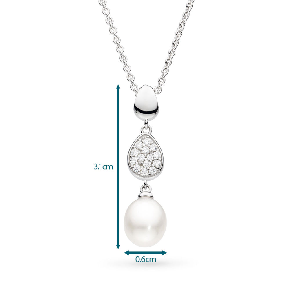 Kit Heath - Coast Pebble Glisten Pavé & Pearl Necklace - Silver
