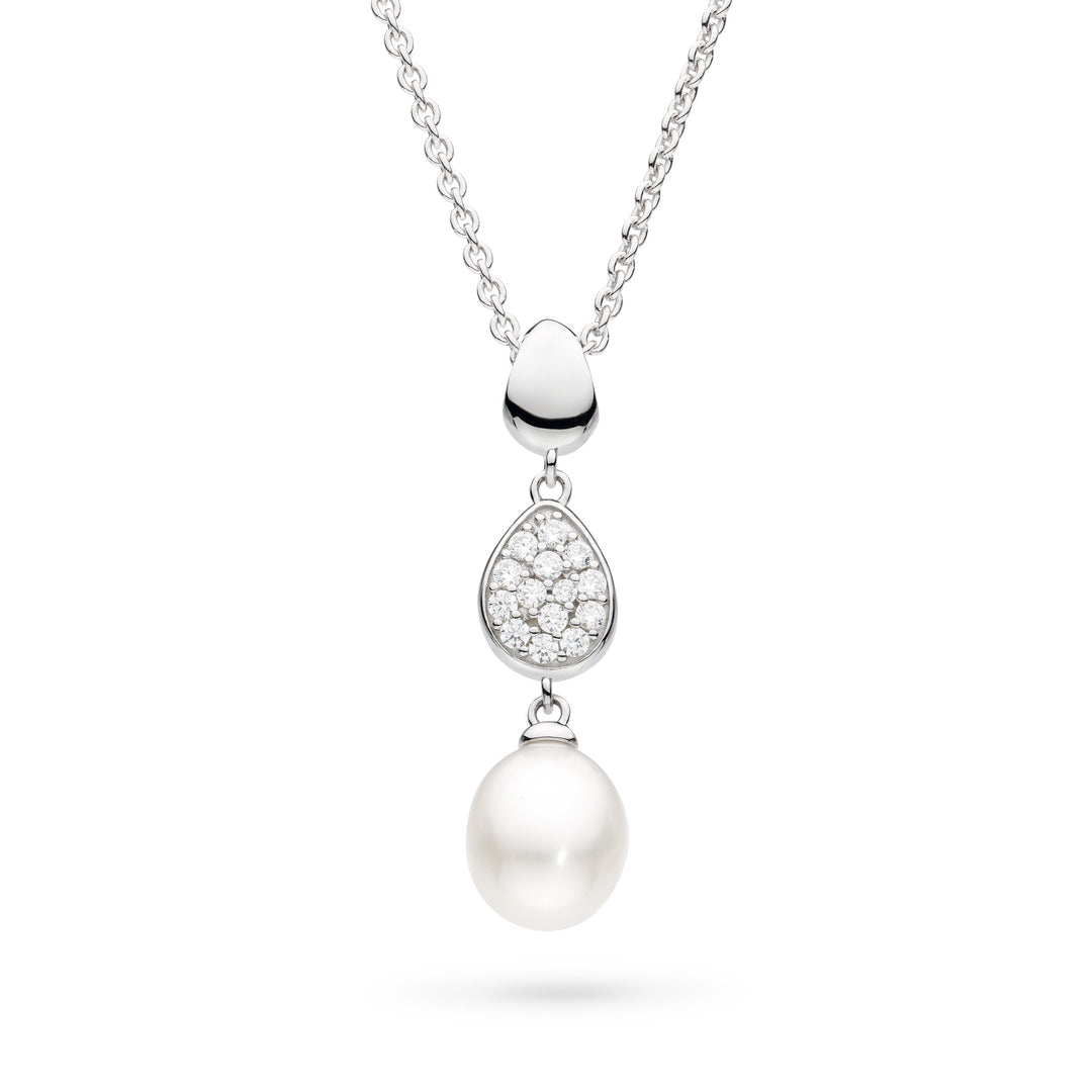 Kit Heath - Coast Pebble Glisten Pavé & Pearl Necklace - Silver