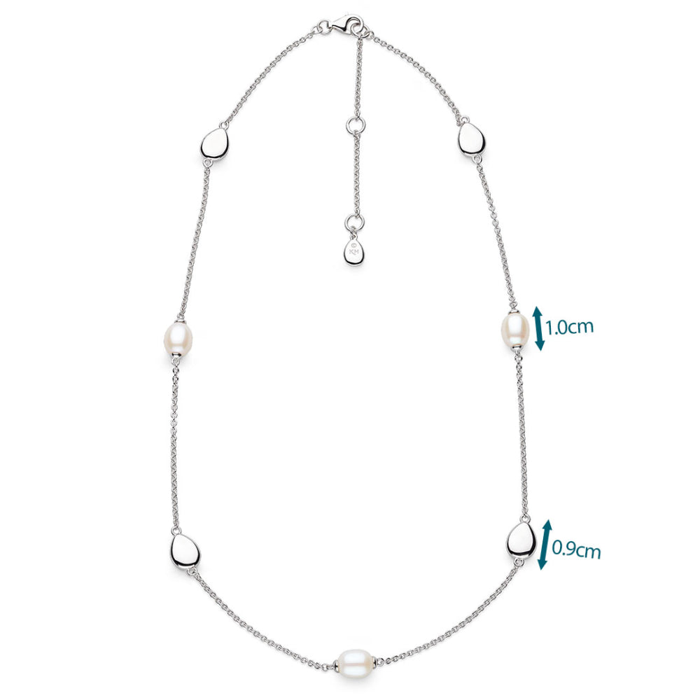 Kit Heath - Coast Pebble Pearl Station Necklace - Silver