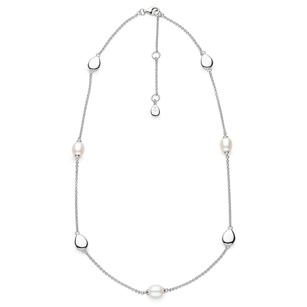 Kit Heath - Coast Pebble Pearl Station Necklace - Silver
