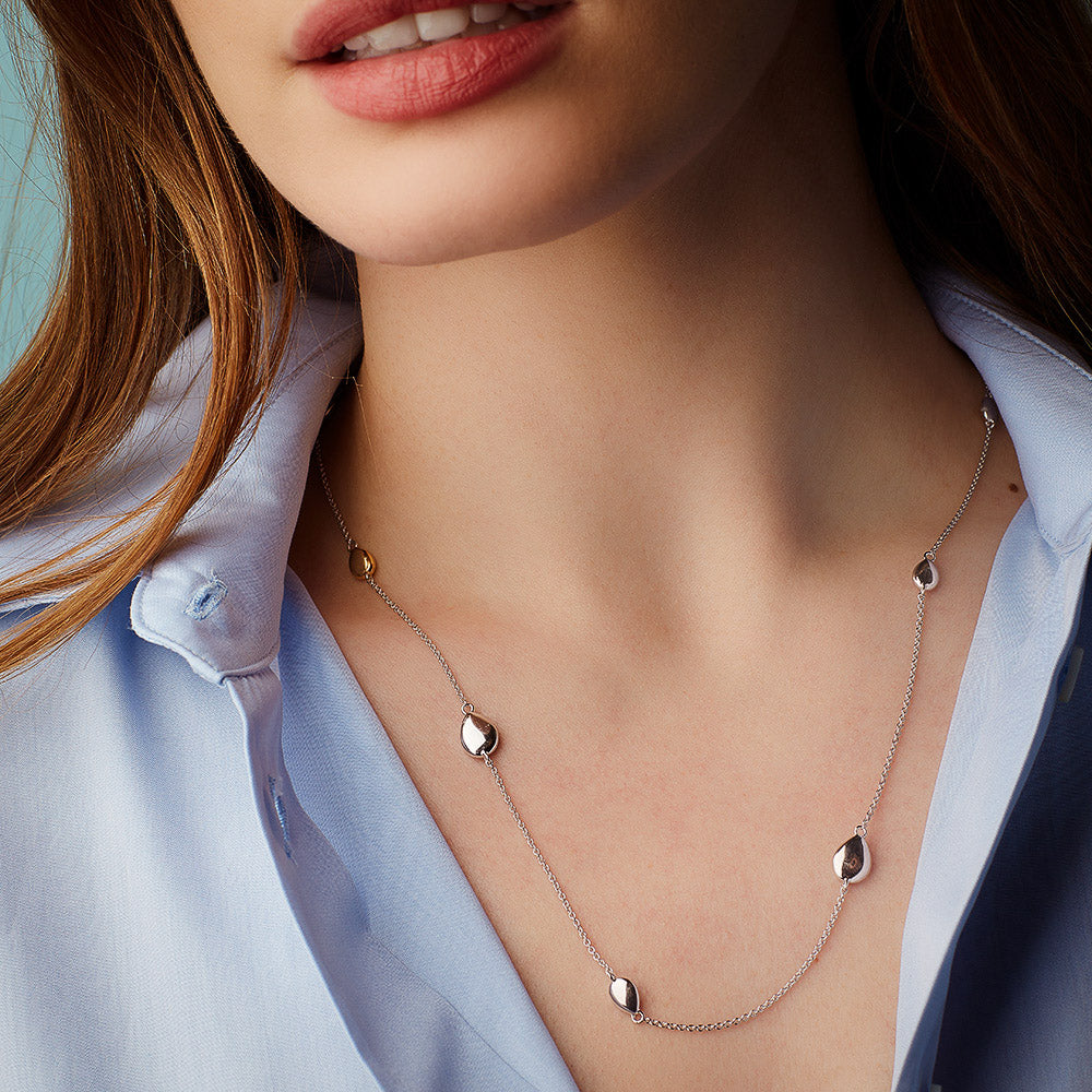 Kit Heath - Coast Pebble Golden Station Necklace - Silver