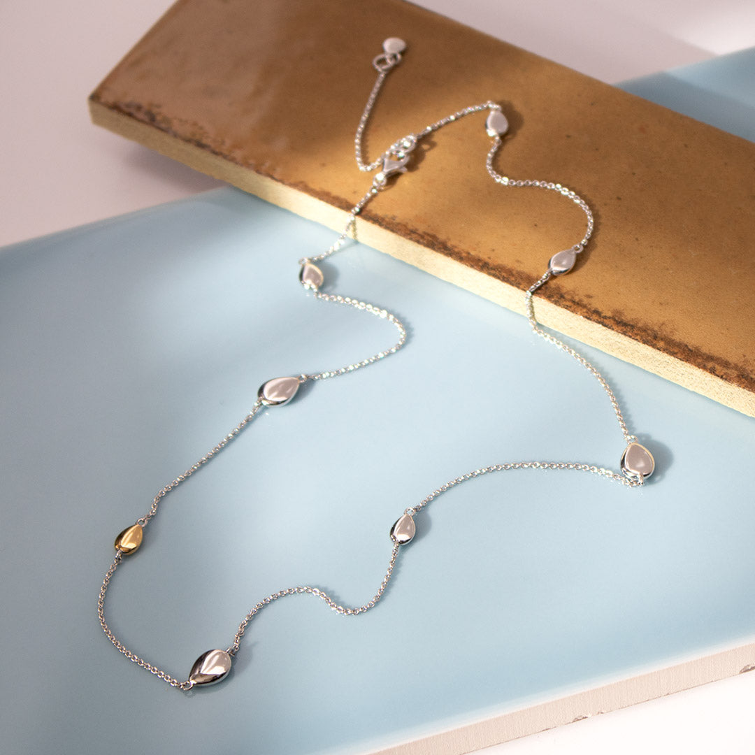 Kit Heath - Coast Pebble Golden Station Necklace - Silver