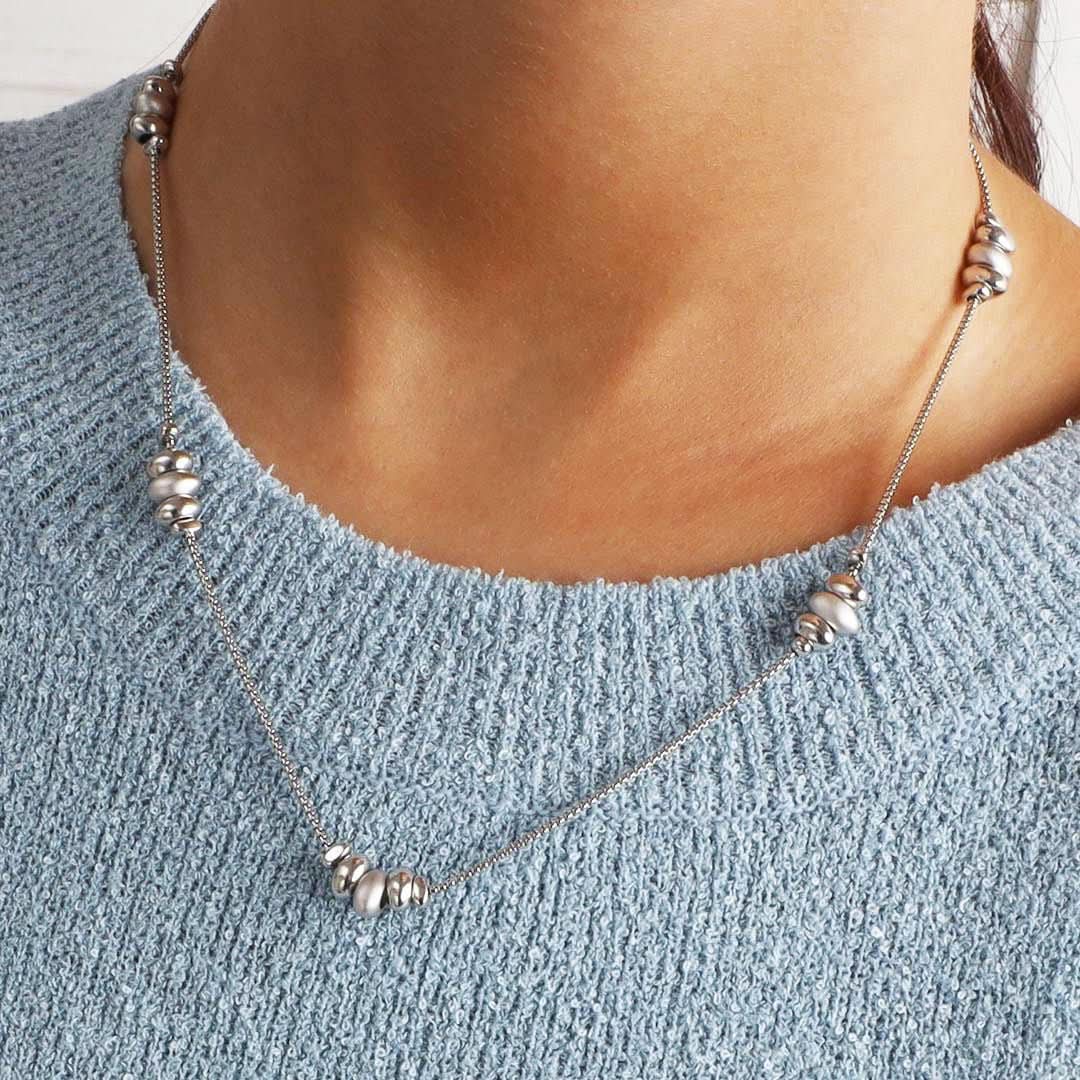 Kit Heath - Coast Tumble Sand Short Station Necklace - Silver