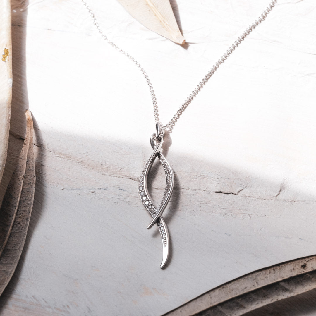 Kit Heath - Entwine Twine Twist Pavé Necklace - Silver