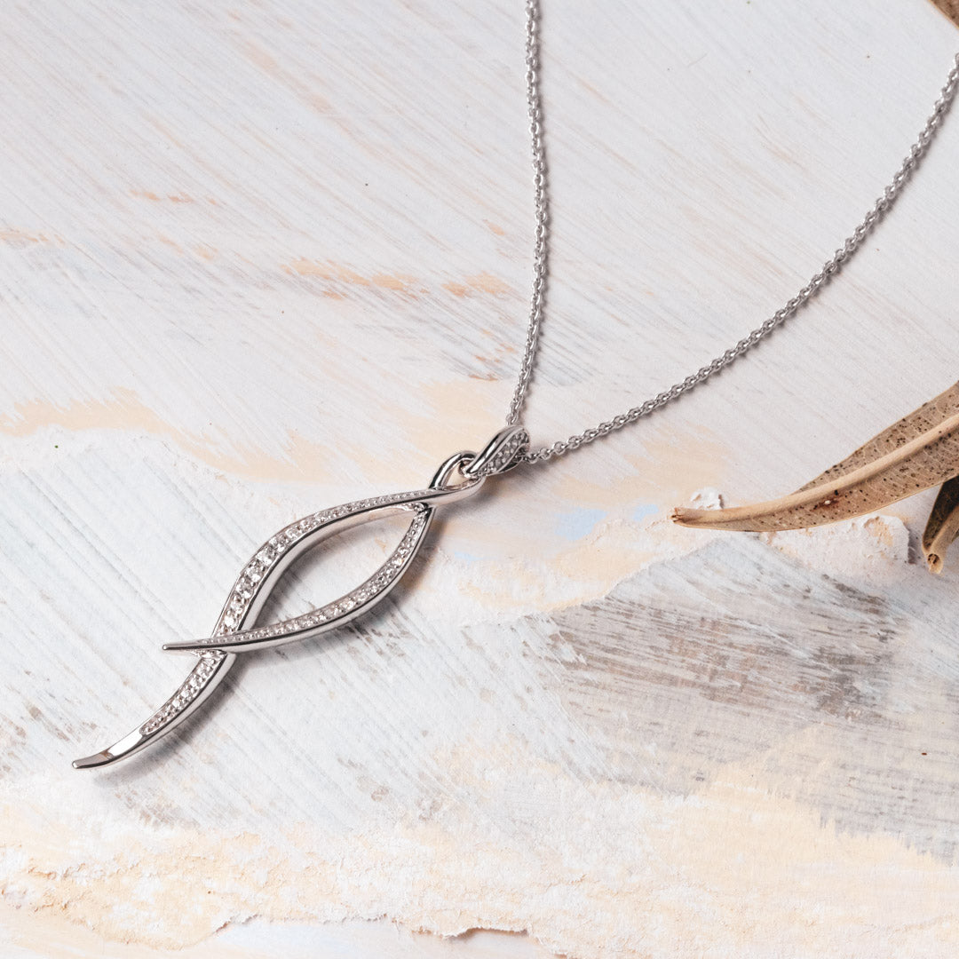 Kit Heath - Entwine Twine Twist Pavé Necklace - Silver