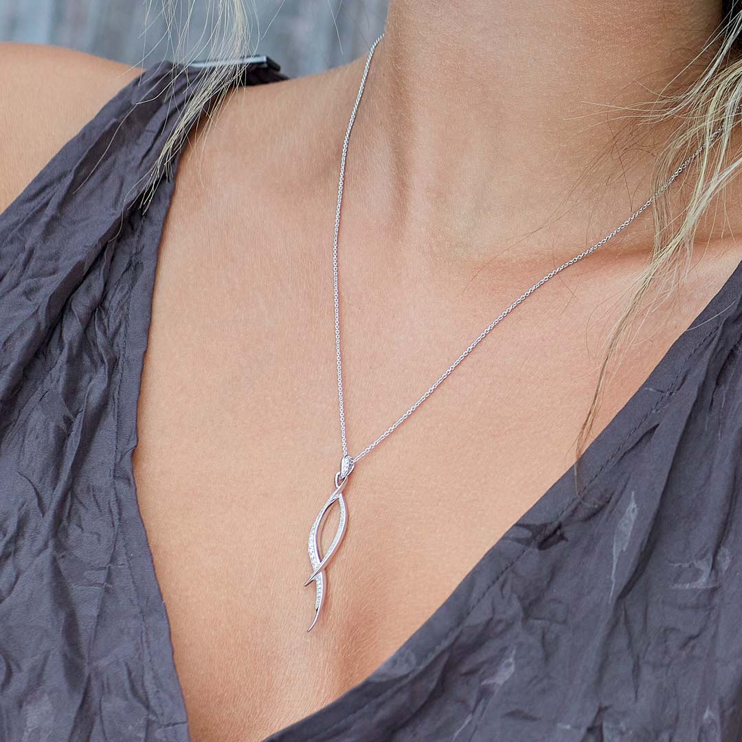 Kit Heath - Entwine Twine Twist Pavé Necklace - Silver