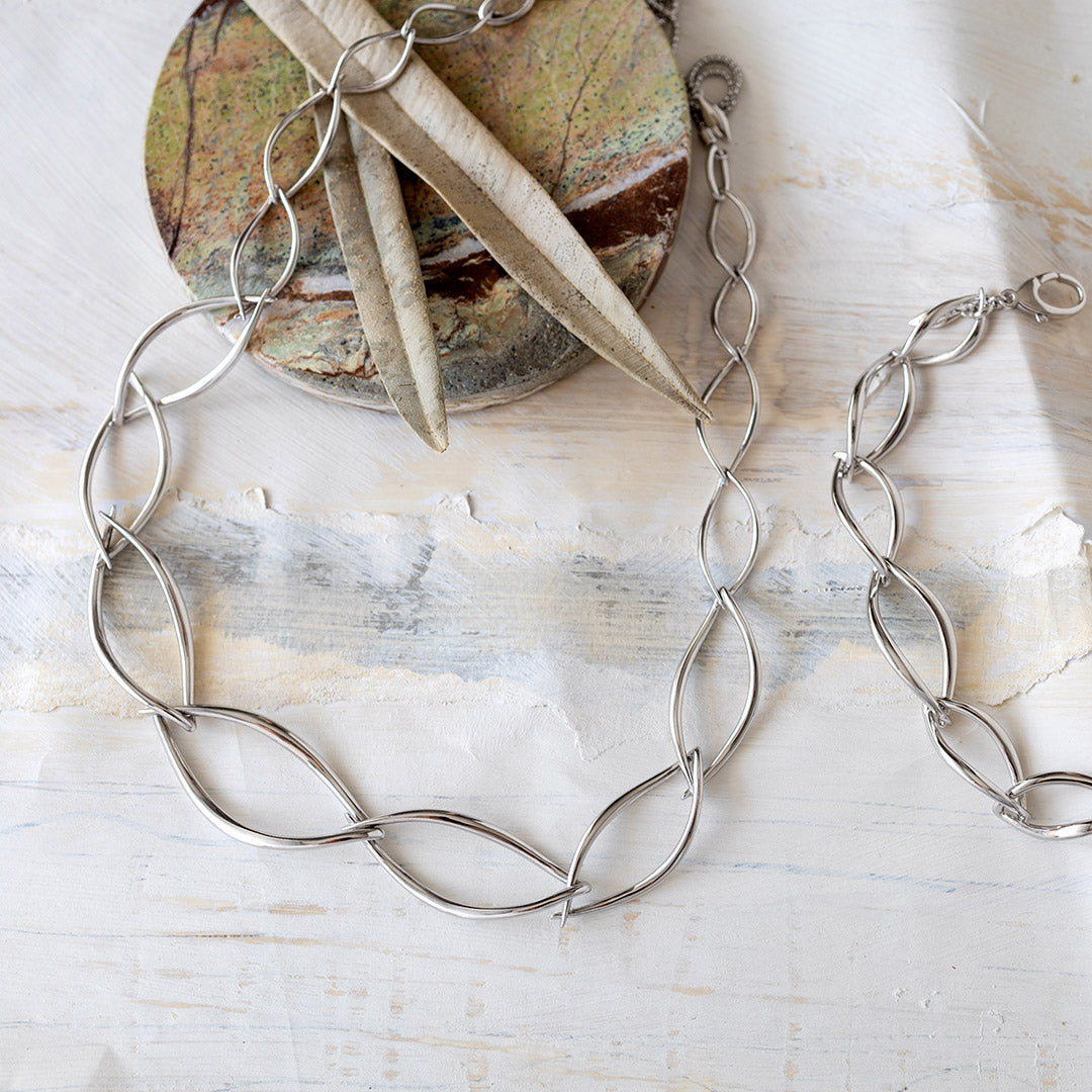 Kit Heath - Entwine Twine Twist Statement Toggle Necklace - Silver