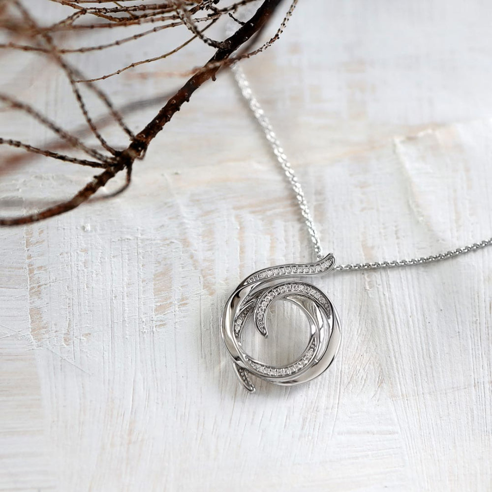 Kit Heath - Entwine Helix Wrap Pavé Necklace - Silver