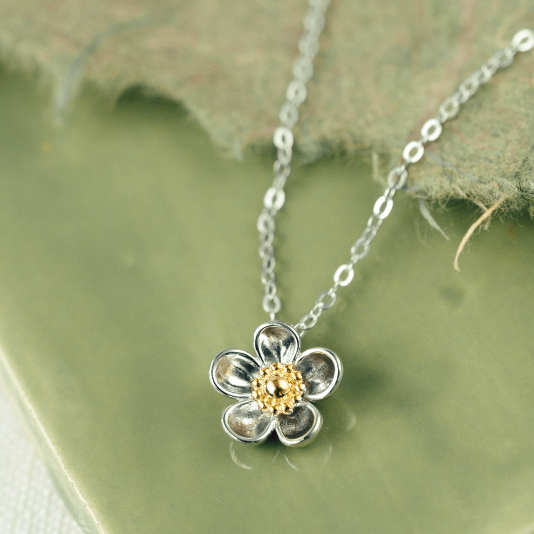 Kit Heath - Blossom Wood Rose Necklace - Silver