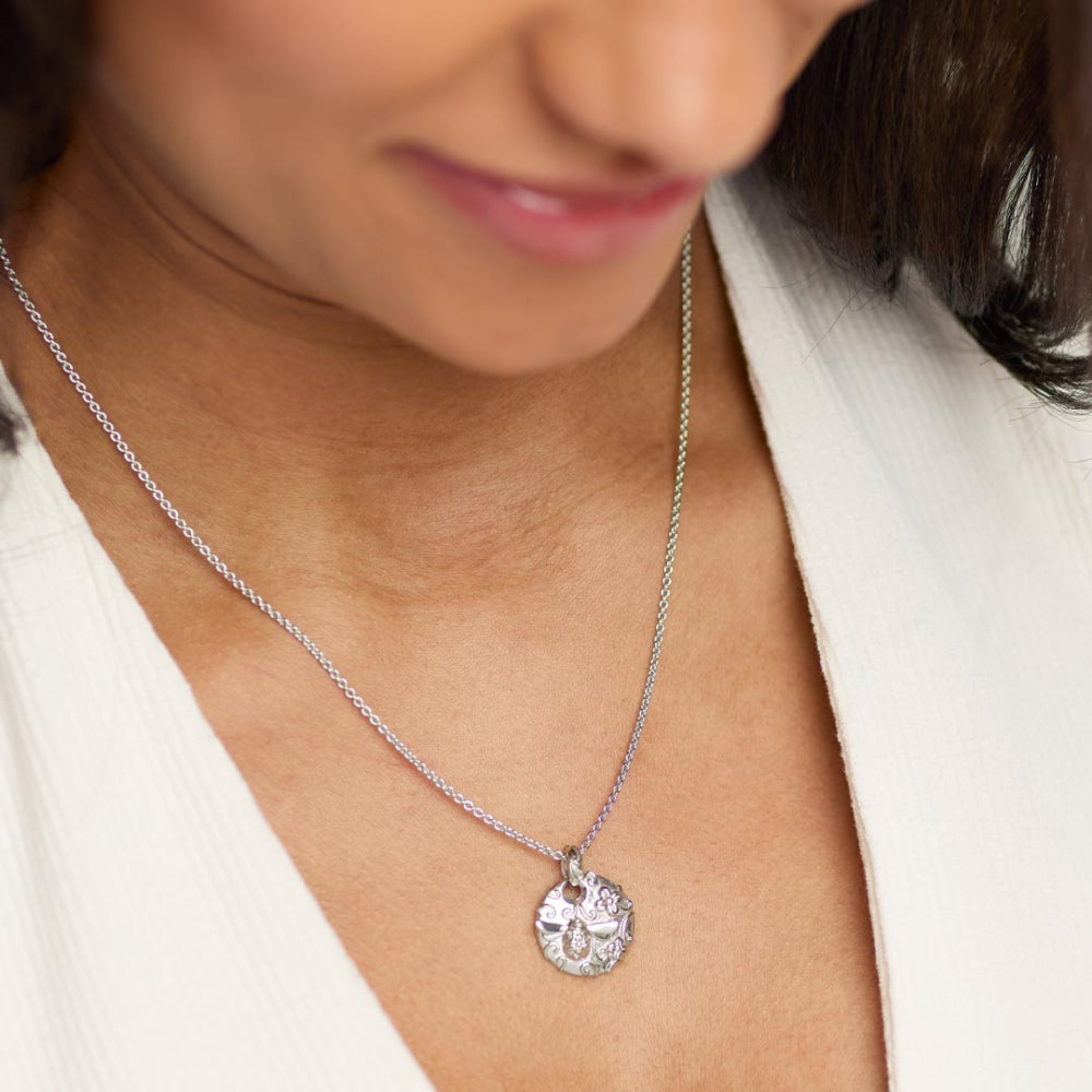 Kit Heath - Blossom Flyte Honey Bee Disc Necklace - Silver