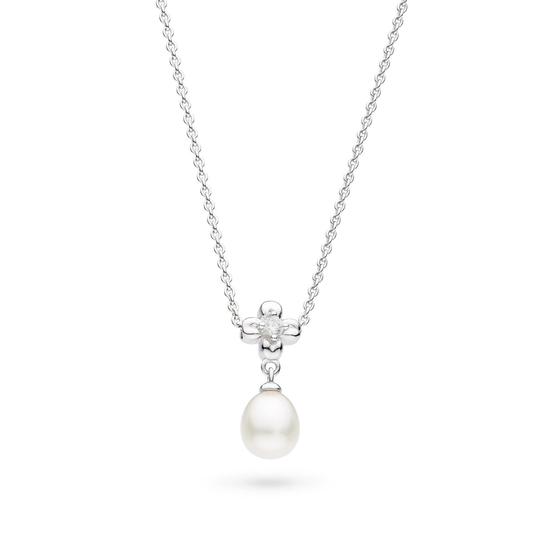 Kit Heath - Blossom Flyte Honey Flower Pearl Necklace - Silver