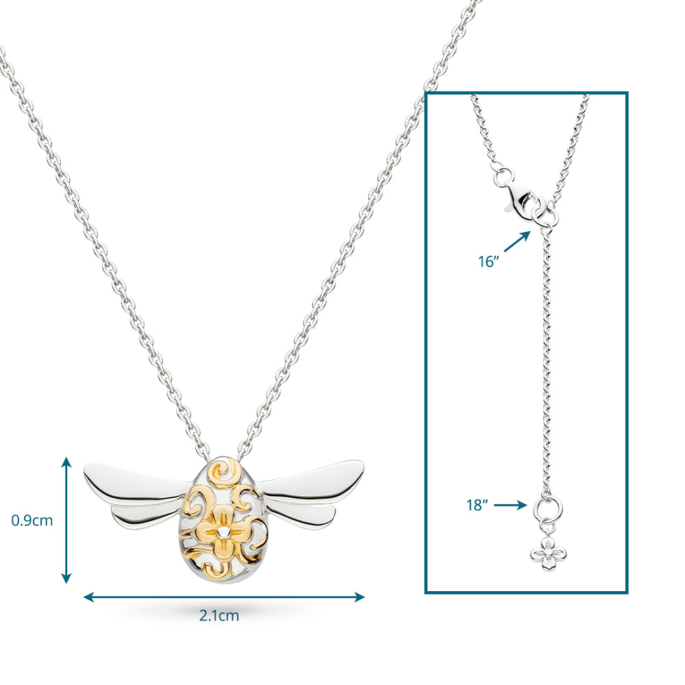 Kit Heath - Blossom Flyte Honey Bee Midi Necklace - Silver