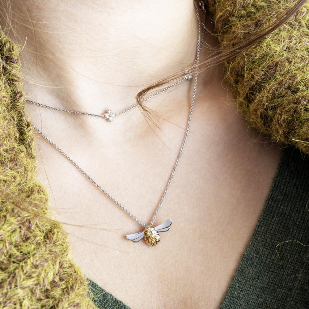 Kit Heath - Blossom Flyte Honey Bee Midi Necklace - Silver