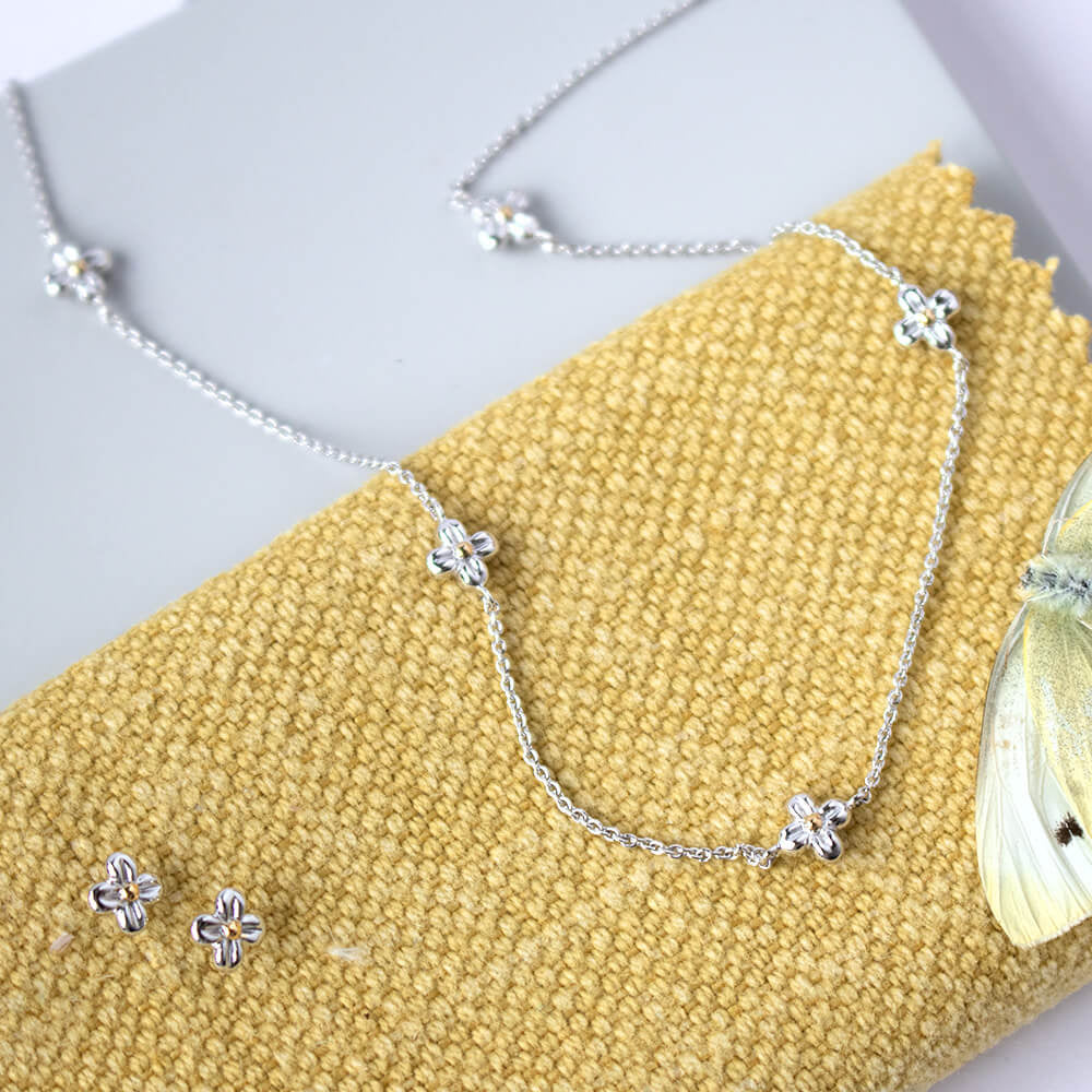Kit Heath - Blossom Flyte Honey Flower Station Necklace - Silver