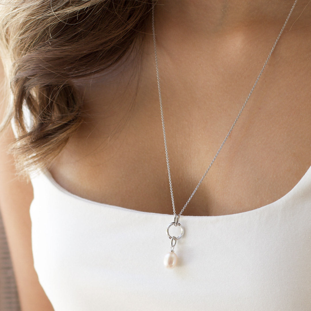 Kit Heath - Revival Classic Pearl Link Drop Necklace - Silver