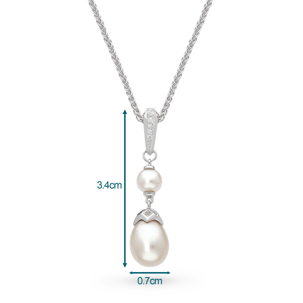 Kit Heath - Revival Pearl Glitz Drop Necklace - Silver