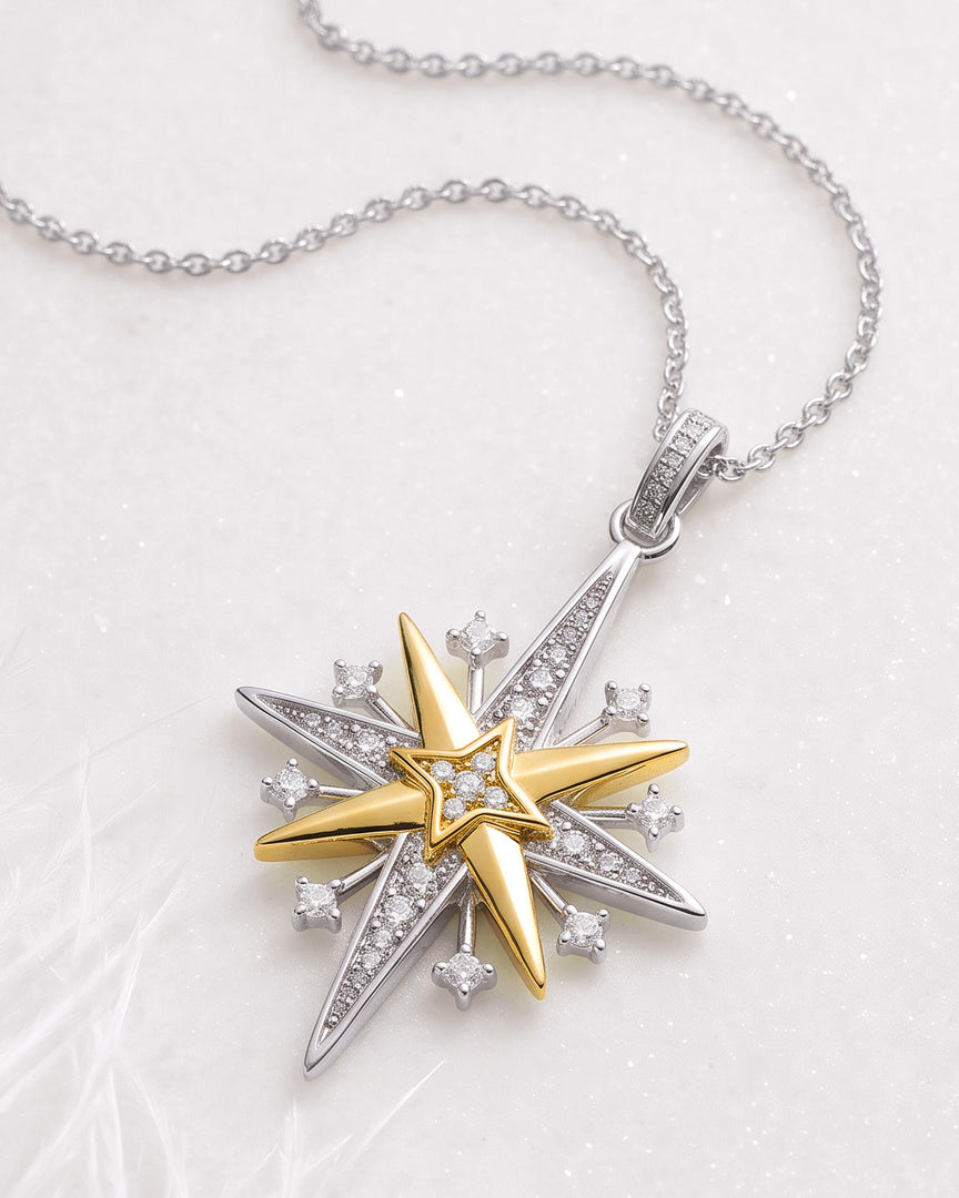 Kit Heath - Céleste North Star Starburst Necklace - Silver & Gold