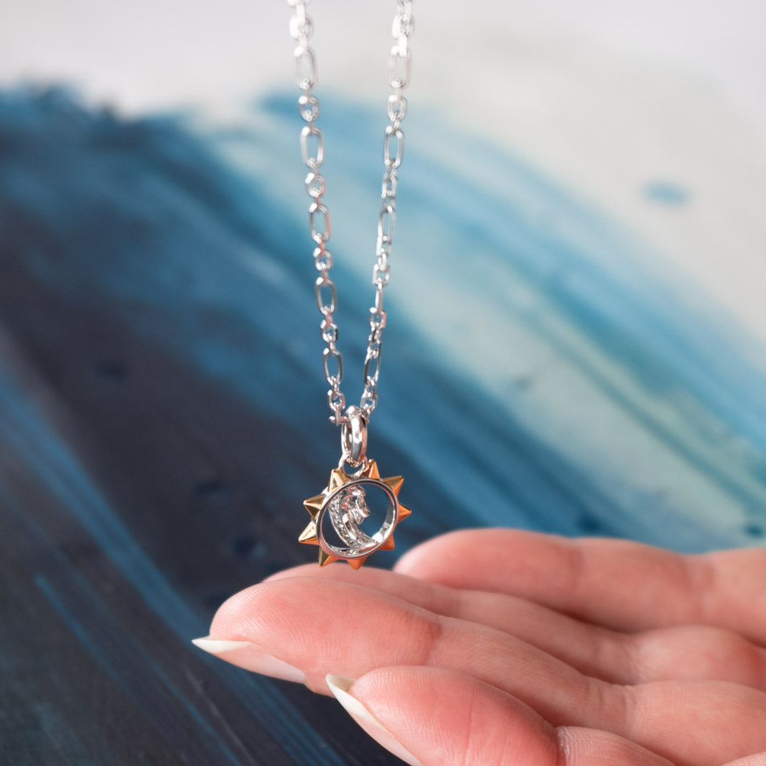 Kit Heath - Céleste Sun, Moon & Star Spinner Necklace - Silver