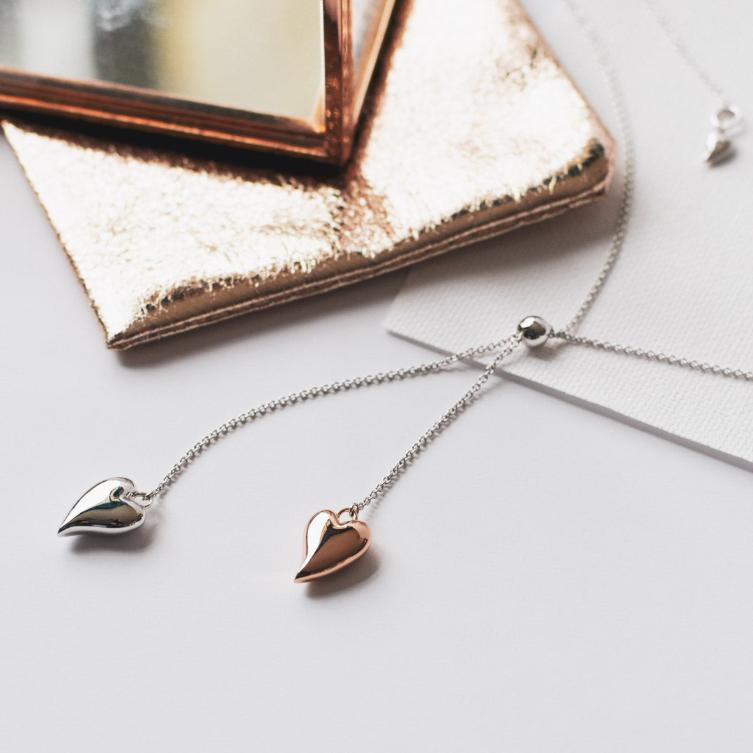Kit Heath - Desire Cherish Blush Heart Lariat Necklace - Silver