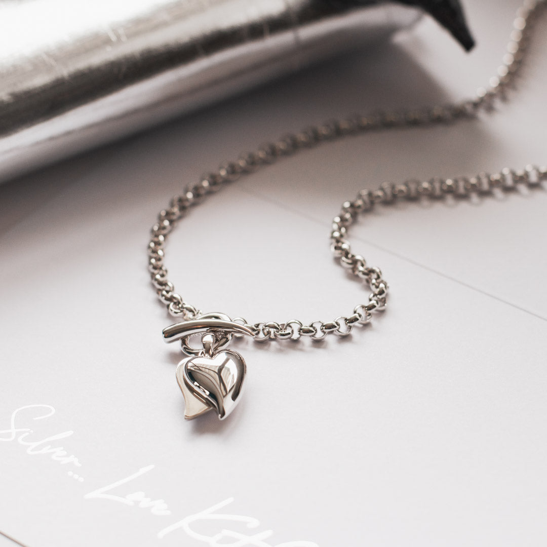 Kit Heath - Desire Love Duet Heart T-Bar Necklace - Silver