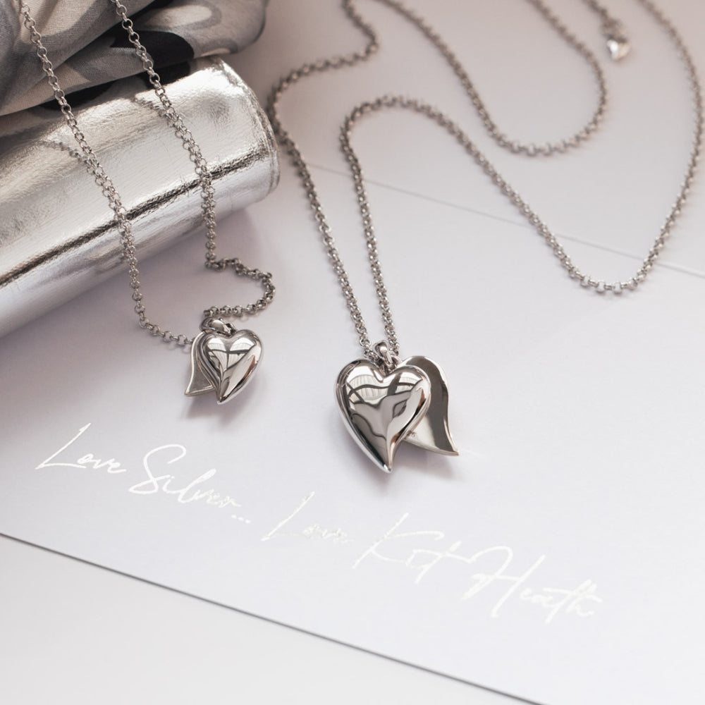 Kit Heath - Desire Love Duet Heart Necklace - Silver
