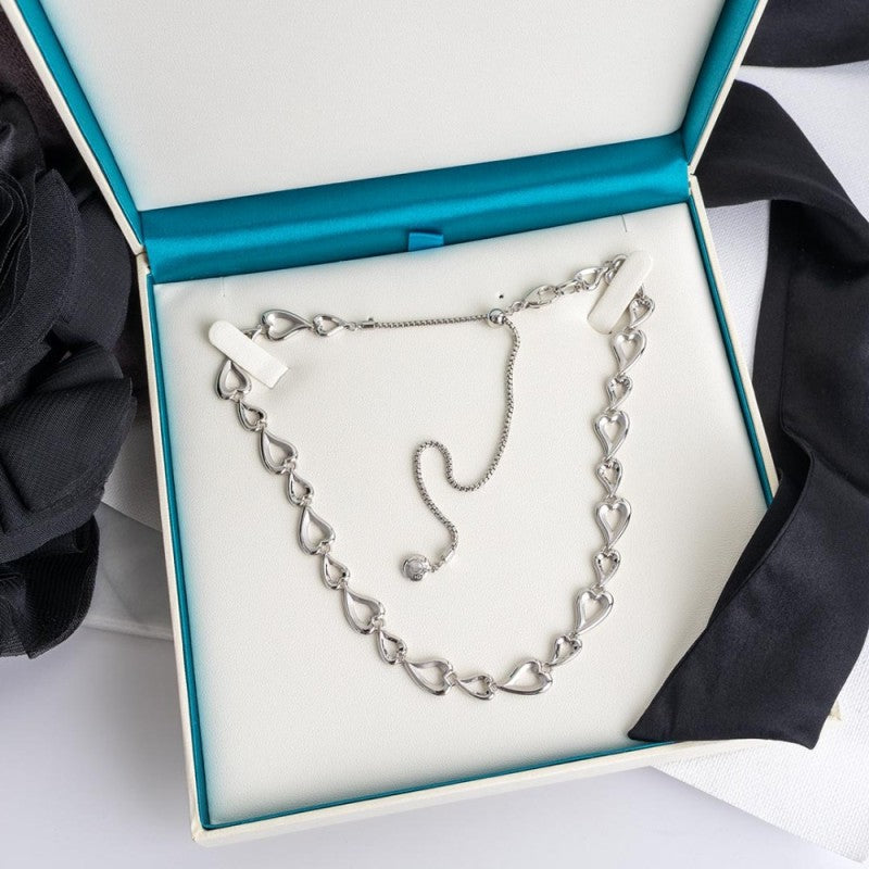 Kit Heath - Desire Love Story Heart Multi Link Slider Necklace - Silver