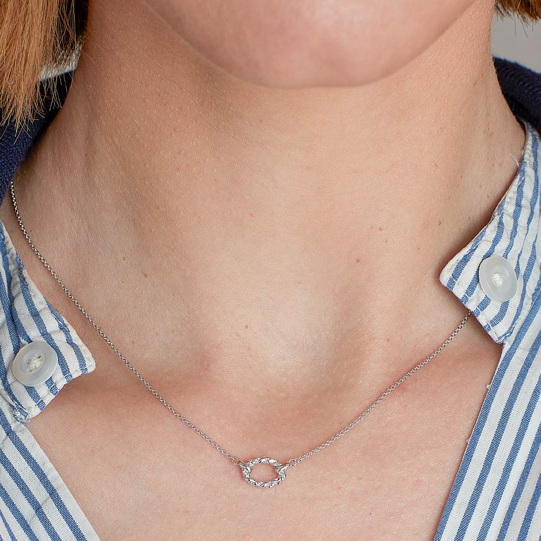 Kit Heath - Marina Rope Twist Oval Mini Necklet - Silver
