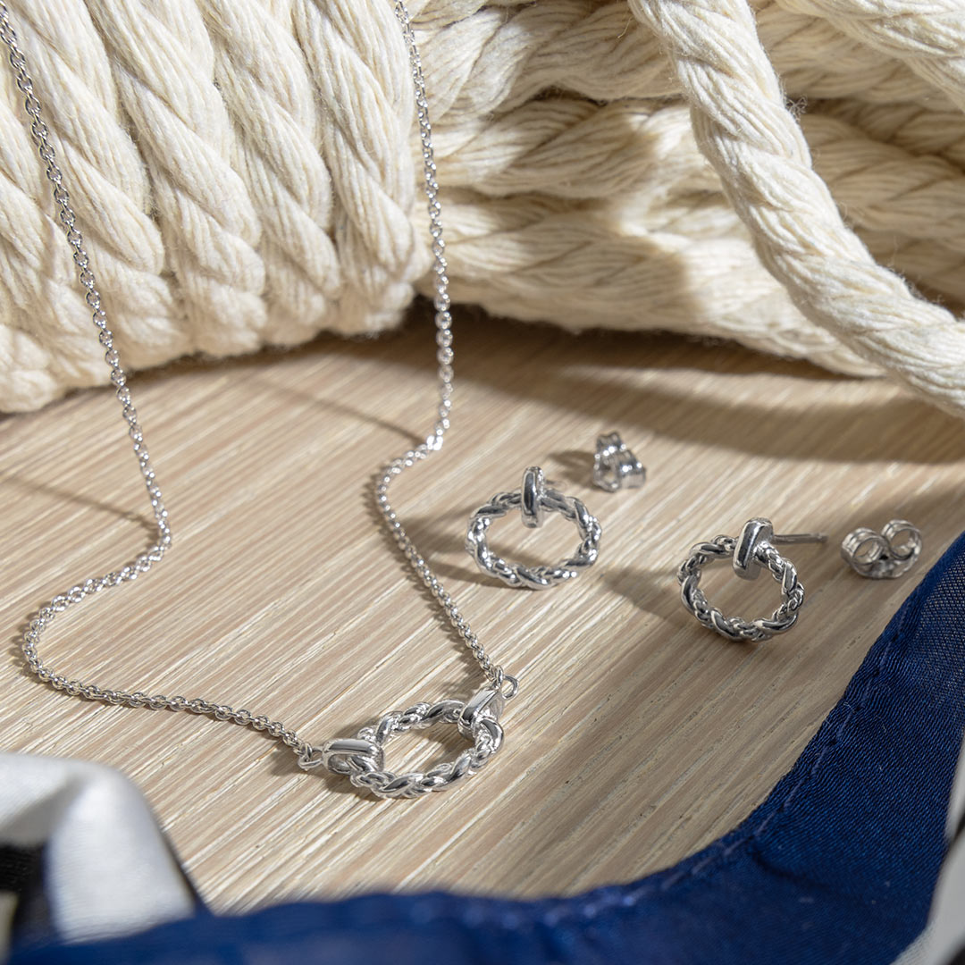 Kit Heath - Marina Rope Twist Oval Mini Necklet - Silver