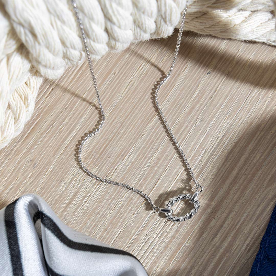 Kit Heath - Marina Rope Twist Oval Mini Necklet - Silver