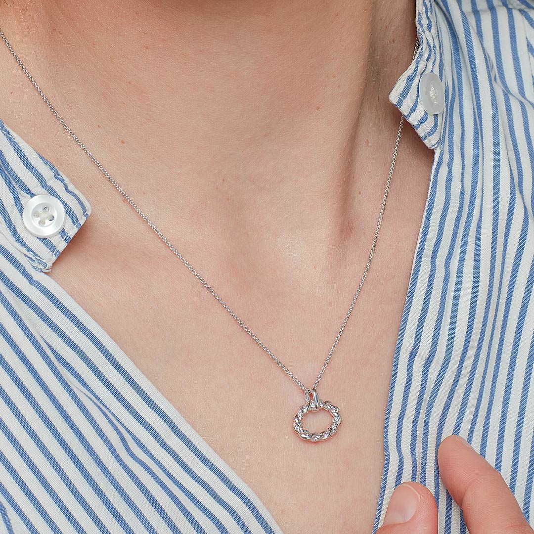 Kit Heath - Marina Rope Twist Oval Necklace - Silver