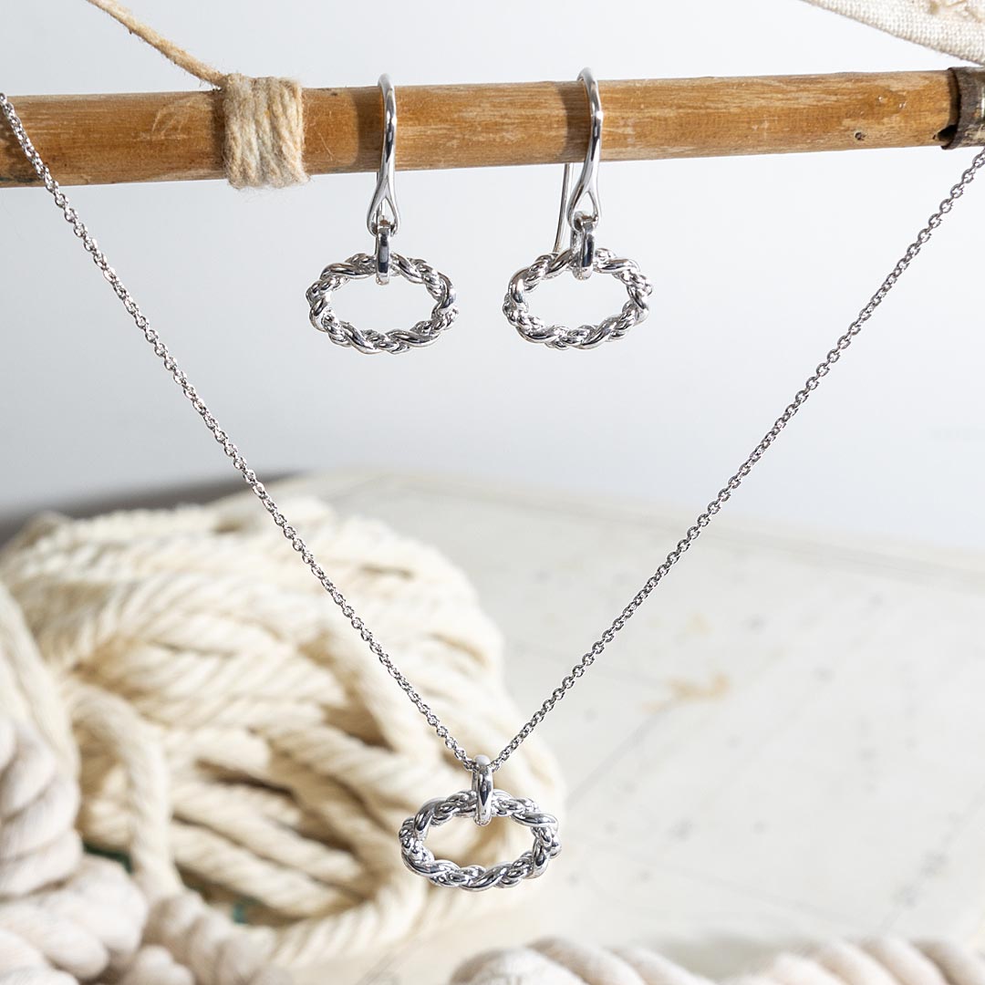 Kit Heath - Marina Rope Twist Oval Necklace - Silver