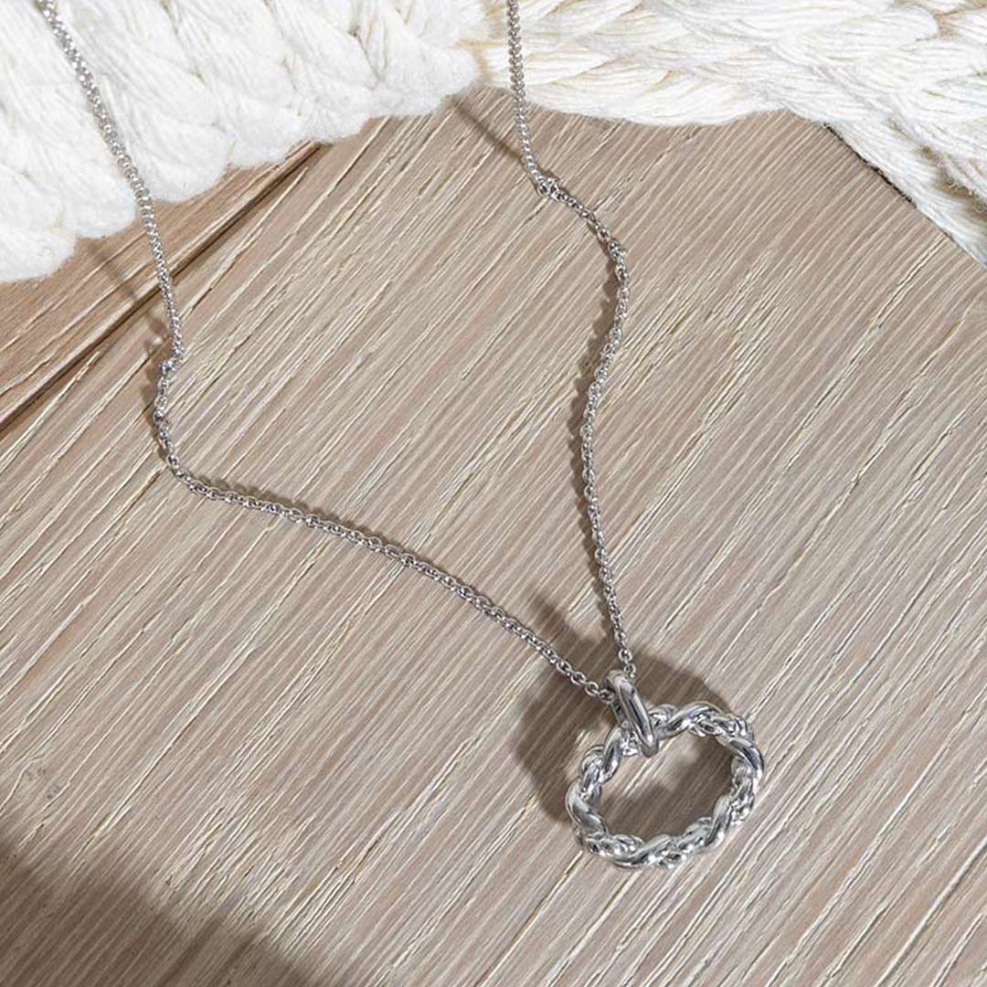 Kit Heath - Marina Rope Twist Oval Necklace - Silver