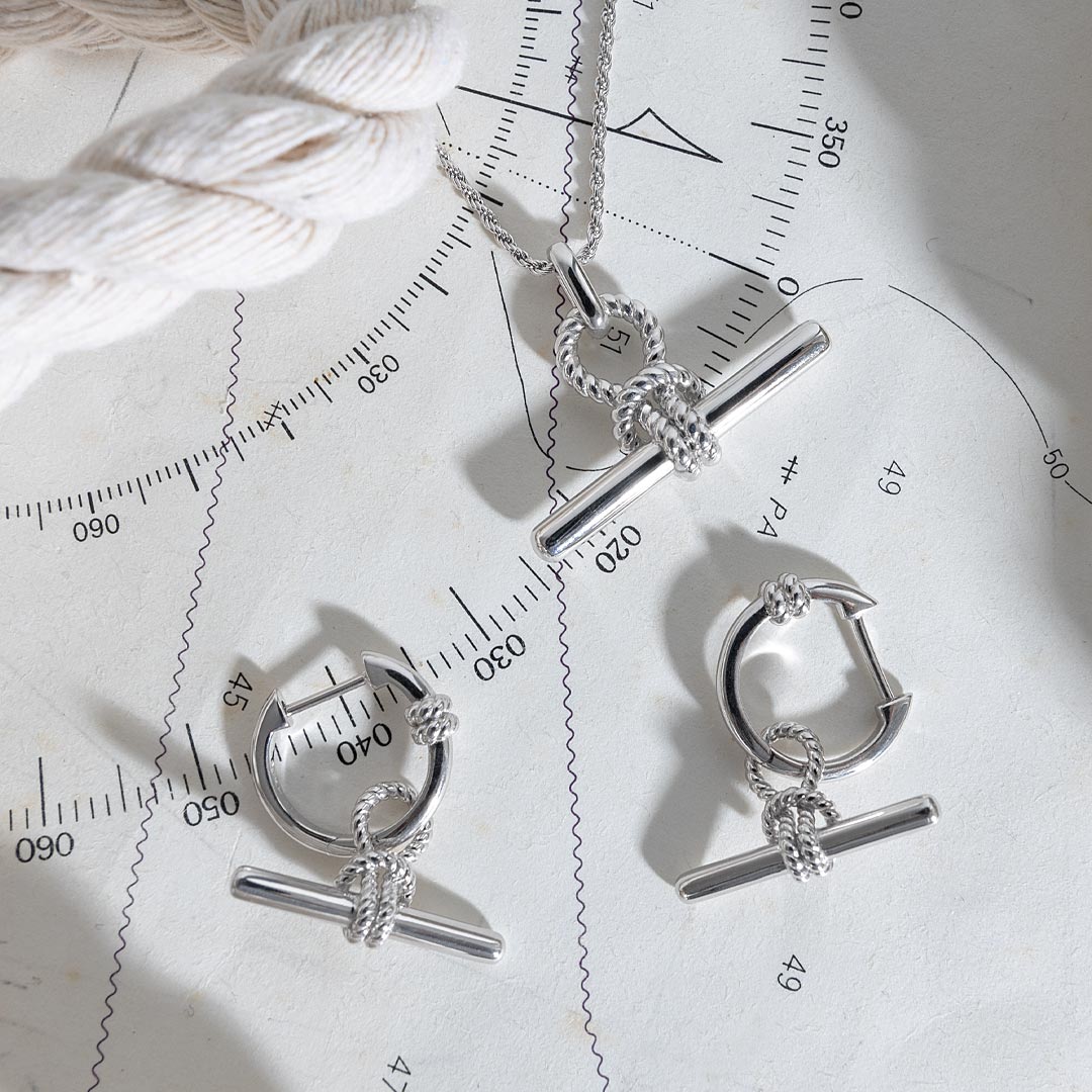 Kit Heath - Marina Rope Knot T-Bar Grande Necklace - Silver
