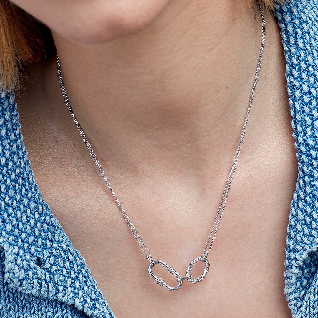 Kit Heath - Marina Rope Link Duo Grande Twin Chain Necklace - Silver